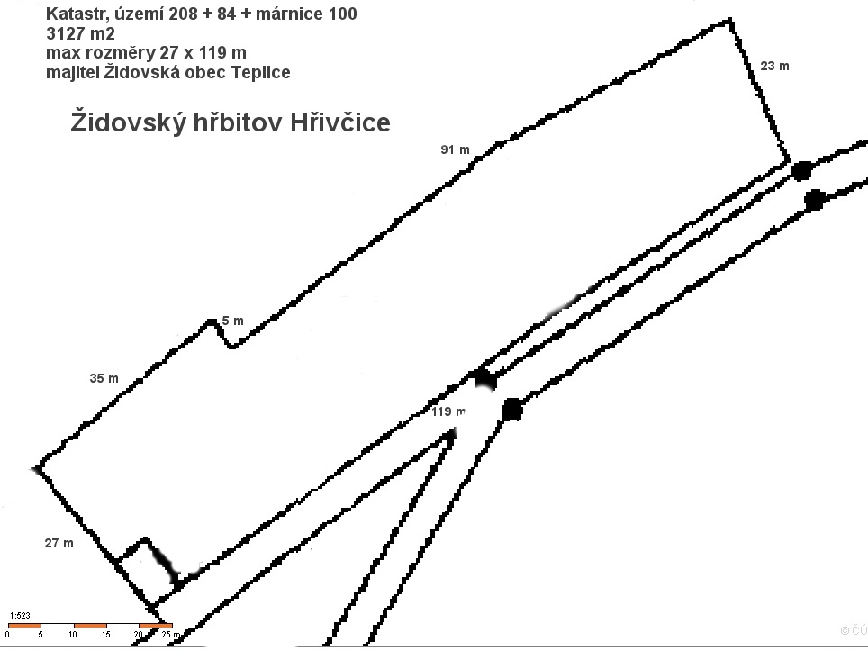 Mapka židovského hřbitova